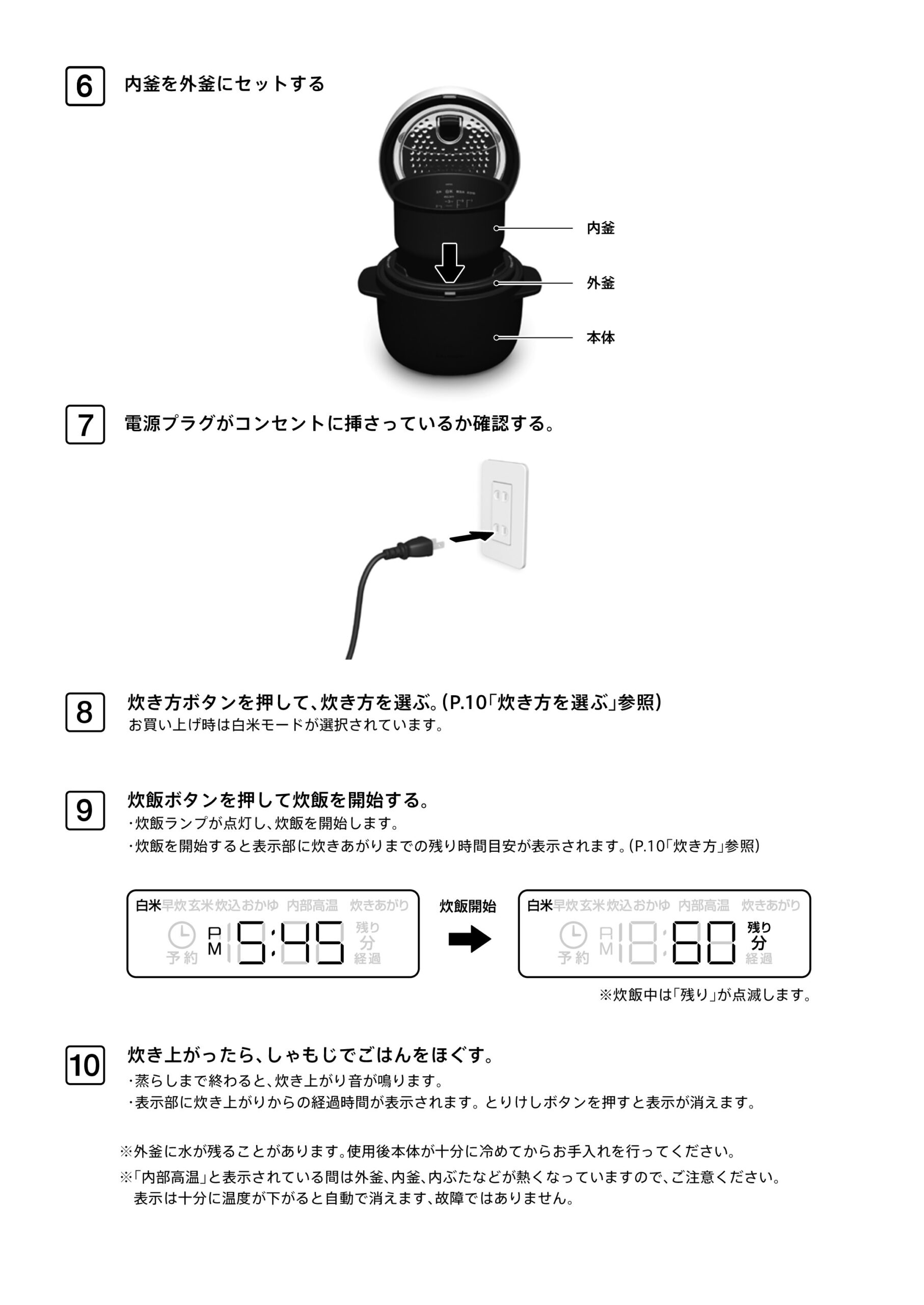 炊飯器の炊き方